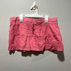 Raviya Pink Tiered Ruffle Mini Skirt – Size Medium, 100% Cotton, Elastic Waist